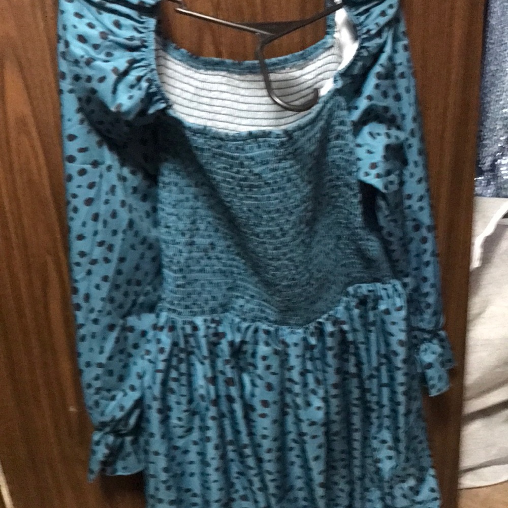 Teal blue leapord print dress size 3x